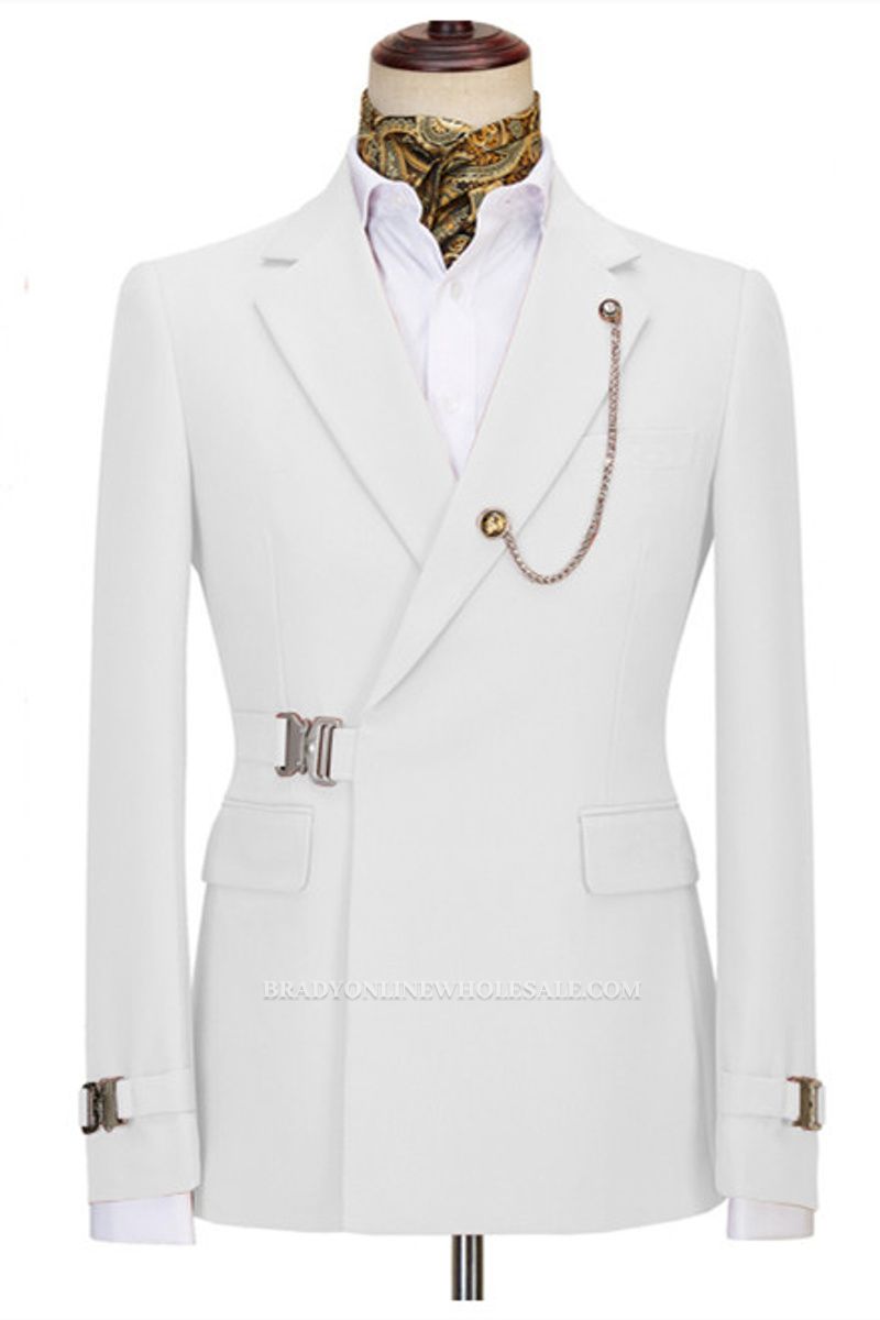 Jerome Stylish White Two Piece Mens Suit with Notched Lapel