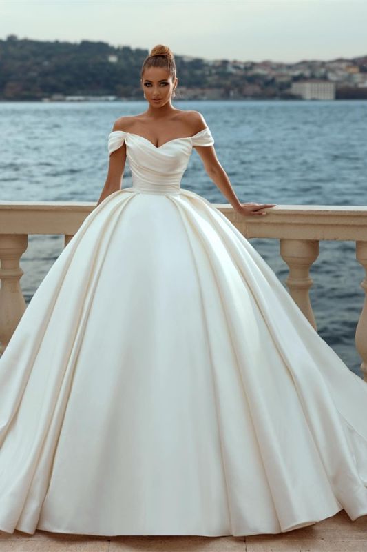 Gorgeous Princess Satin Wedding Dress | Cheap Tutu Satin Wedding Dress