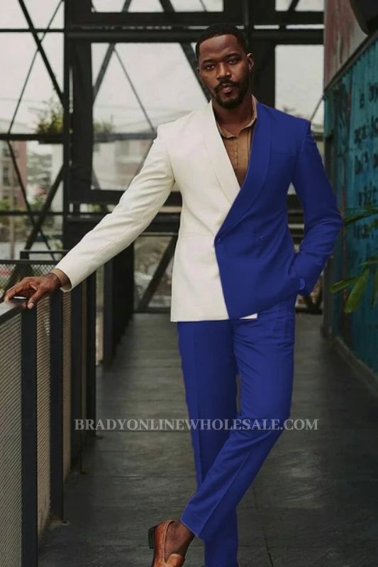 John Mind Royal Blue Shawl Lapel Double Breasted Prom Suits