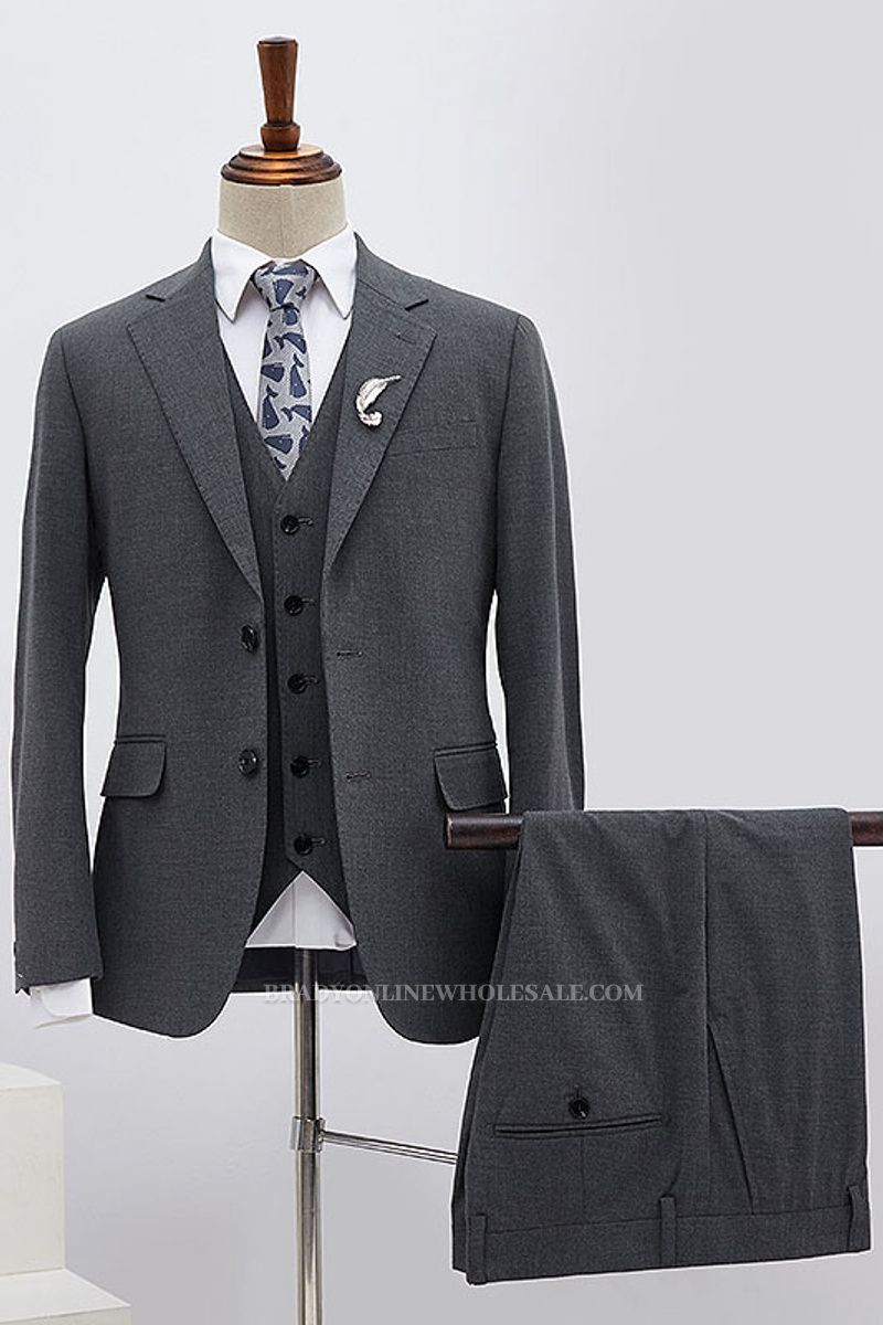 Bing Classic Dark Grey 3-Pack Slim Fit Tailored Formal Mens