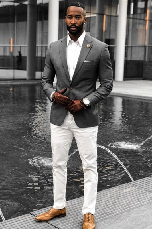 Myles Dark Grey Sleek Notched Lapel Business Suit