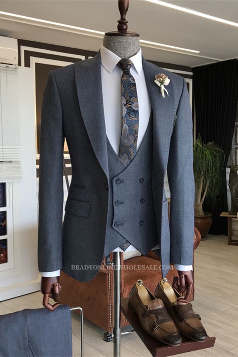 Abram Dark Grey Stylish Three Pieces Handsome Mens Suits
