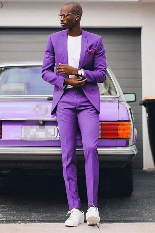 Ezequiel Purple Custom Notched Lapel Boys Prom Suit