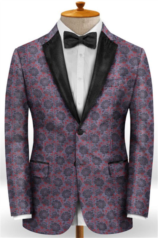 Mens Floral Jacquard Suit | Mens Suits |  Newes Notch Lapel Prom Tuxedo
