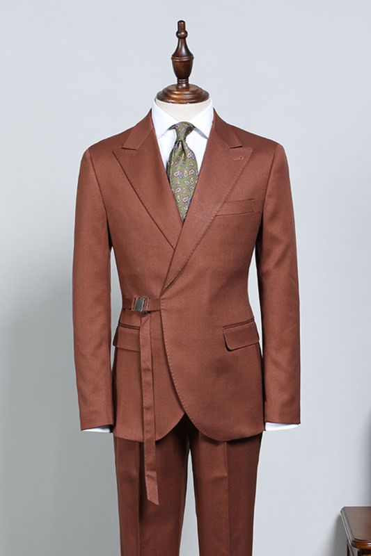 David Fashion Caramel with Adjustable Belt Slim Fit Mens Suit
