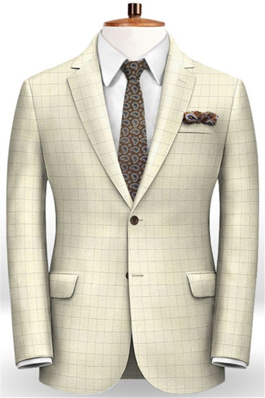 Mens New Plaid Business Casual Wedding Suit | Two Button High Quality Mens Suit
