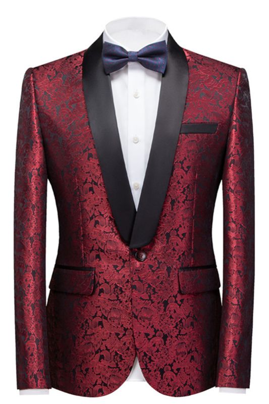 Bryce Ruby Slim Fit Jacquard Wedding Mens Suit