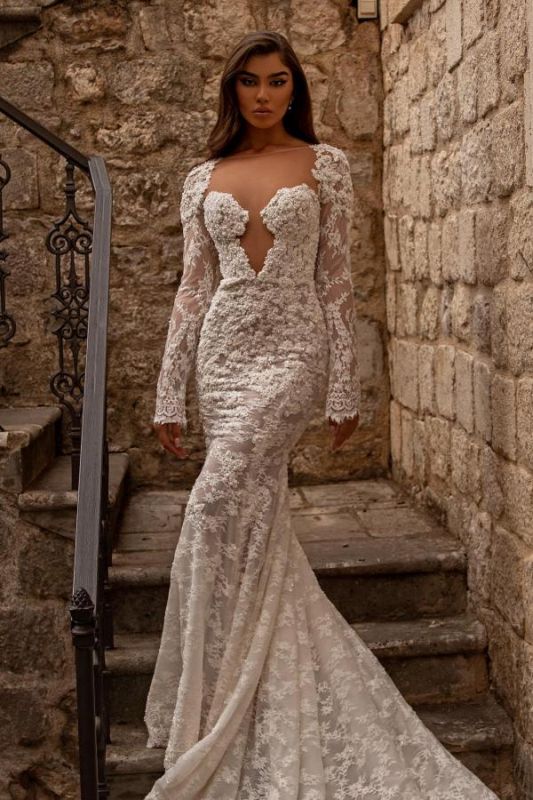 Modern Wedding Dresses Cream | Wedding dresses mermaid lace