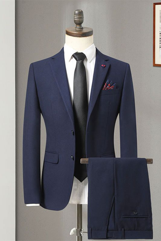 Vincent Navy Blue Notched Lapel Best Fit Mens Suit