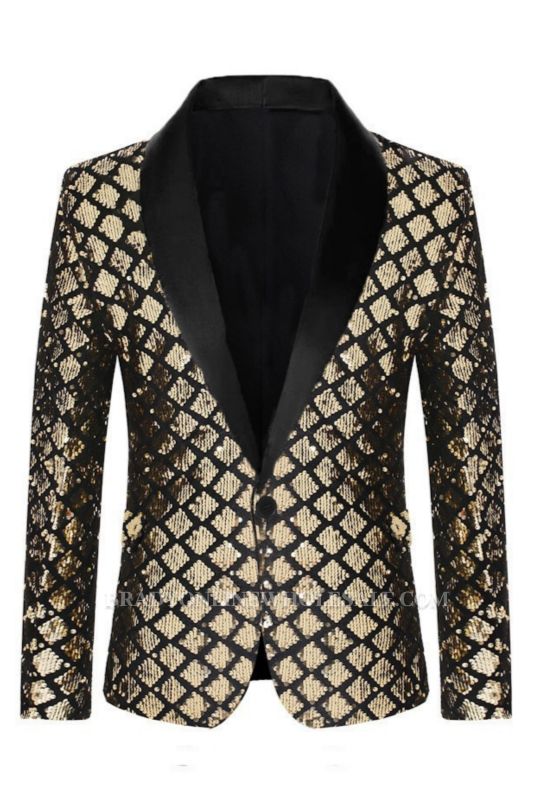 Bevis Sparkle Gold Sequins Shawl Lapel  Prom Suits