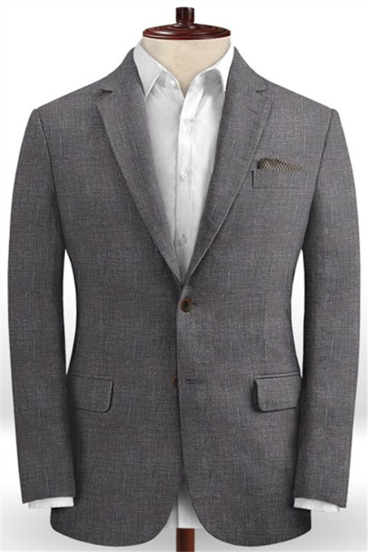 Moises Dark Grey Casual Linen Tuxedo | Slim Fit Simple Mens Blazer