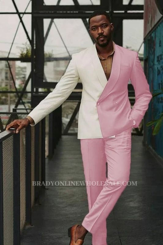 John Fashion  Classical Pink Shawl Lapel Double Breasted Prom Suits