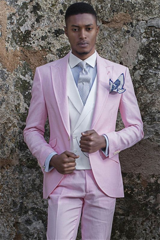 Fashion Notch Lapel Groom Tuxedo | Pink Prom Menswear