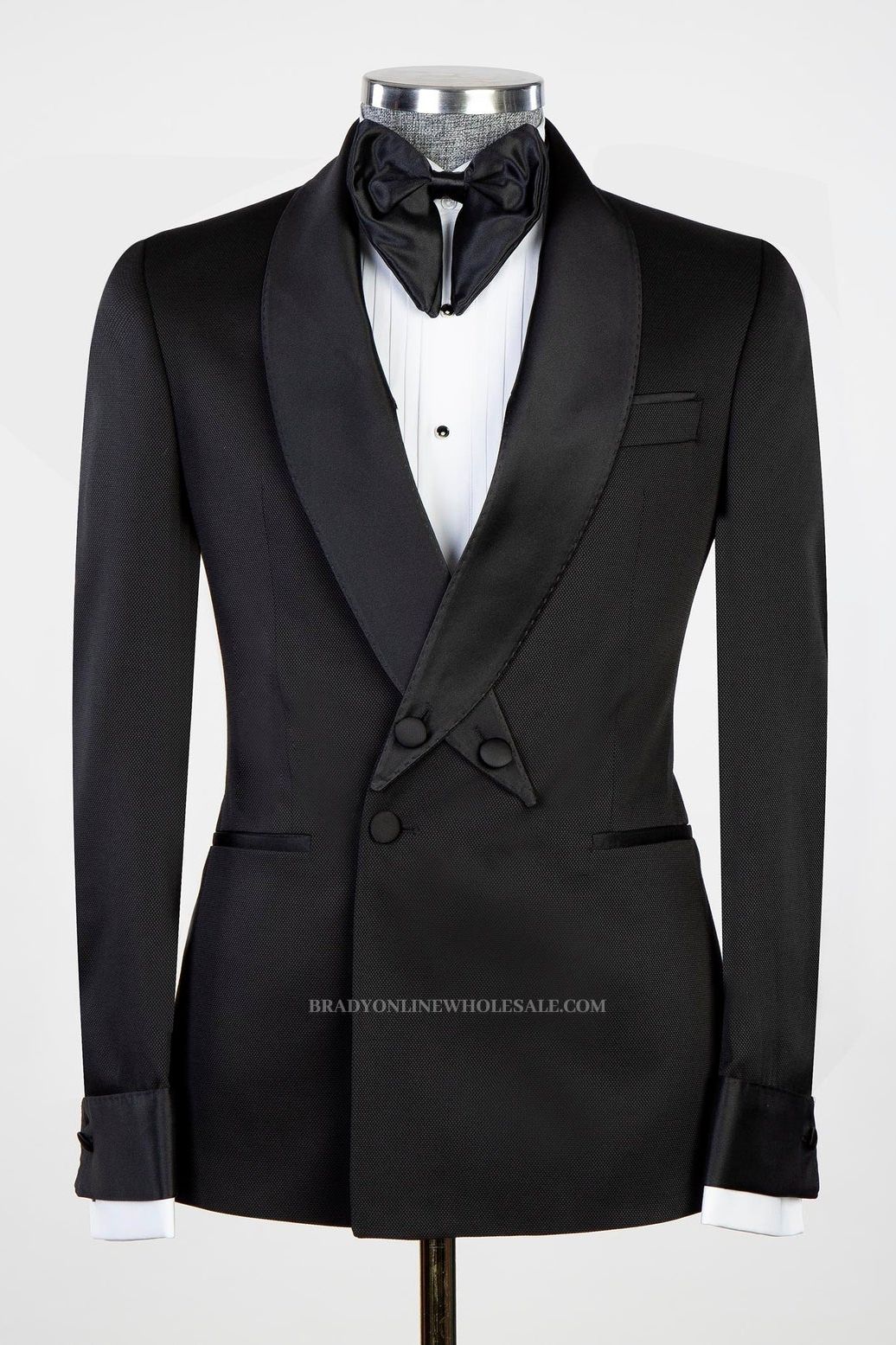 Modern Designed Staggered Shawl Lapel Black Men's Suit for Formal