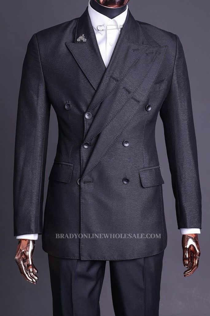 Murphy Stylish Three Layers Lapel Black Business Formal Suits