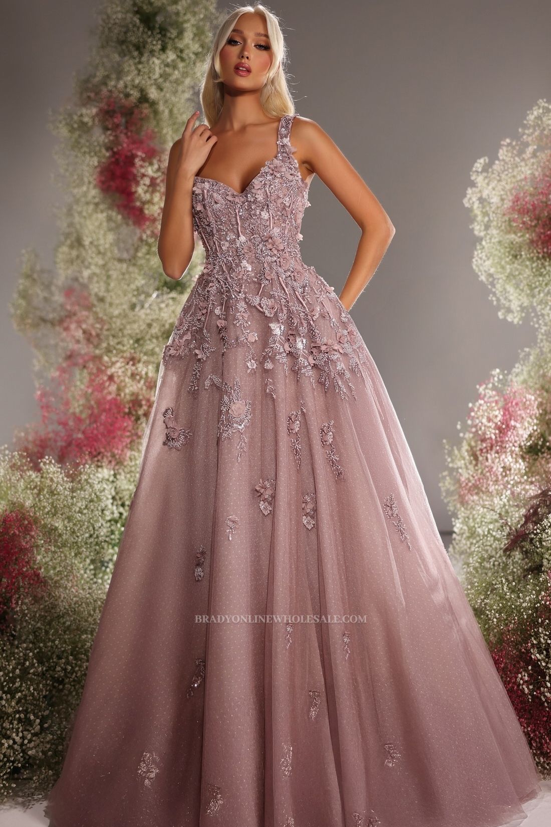Beautiful Evening Dresses Dusty Pink Prom Dresses Ball Gown with Lace
