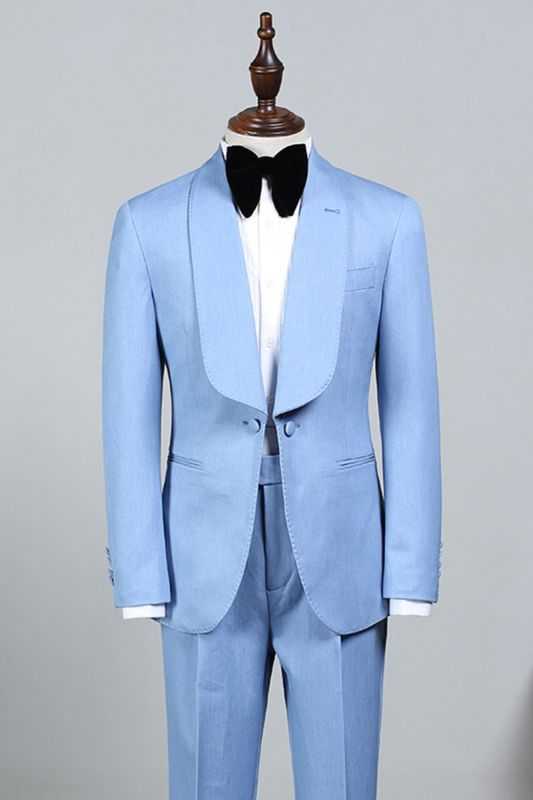 Groom Rock Fashion Sky Blue Custom Wedding Suit
