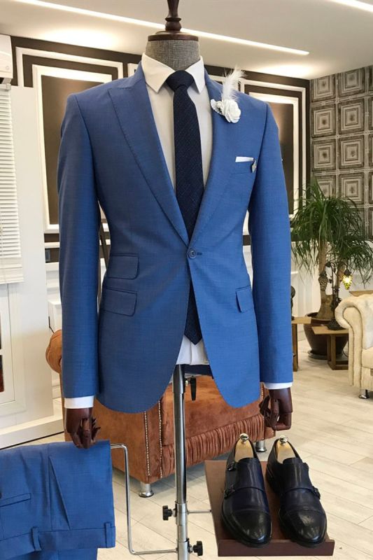 Milo Stylish Blue One Touch 3 Flip Mens Business Suit
