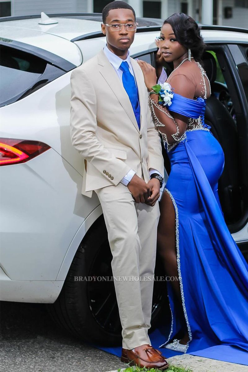 Theodore Off White Notched Lapel Bespoke Prom Suits