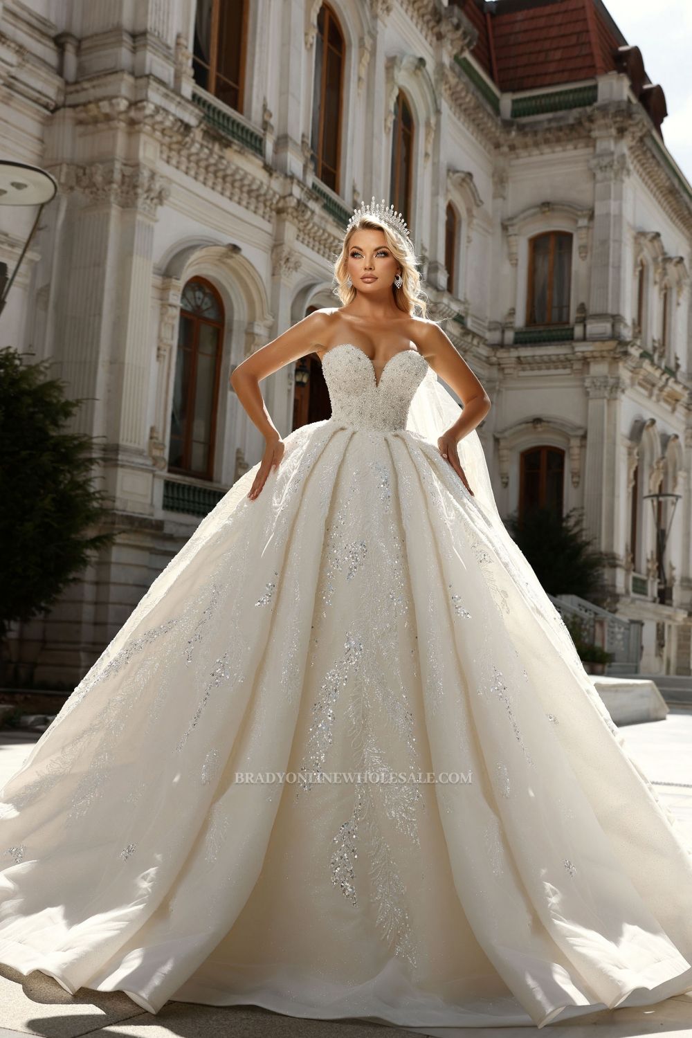 Luxurious Wedding Dresses A Line Lace Glitter Wedding Dresses Online