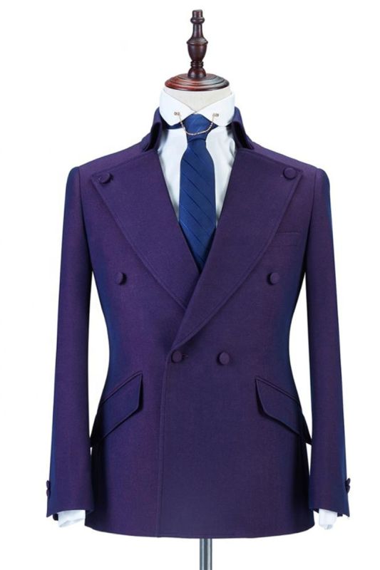 Marco Purple Point Lapel Double Breasted Fashion Mens Suit Online