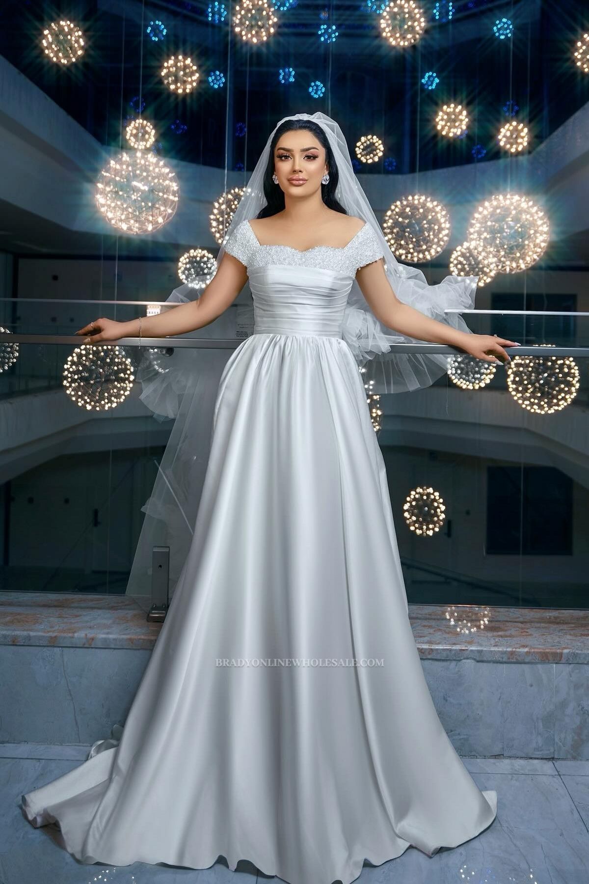Simple Wedding Dress Satin Wedding Dresses A Line with Pearls