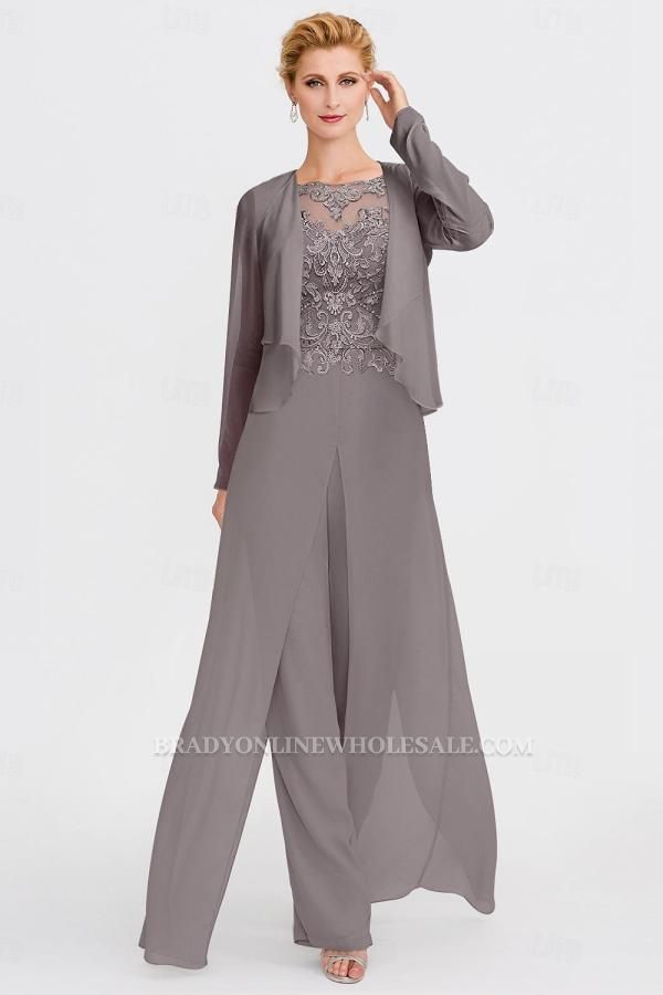 Mother of the Bride Pantsuit with Jacket Formal Pantsuits Long