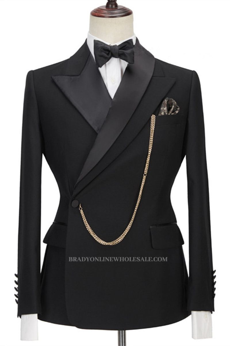 Jadon Black Point Lapel Fashion Slim Fit Business Mens Suit
