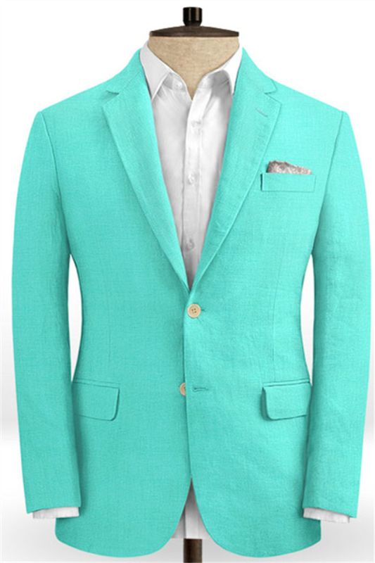 Turquoise Two Piece Mens Prom Suit |  Fashion Linen Mens Suit Online