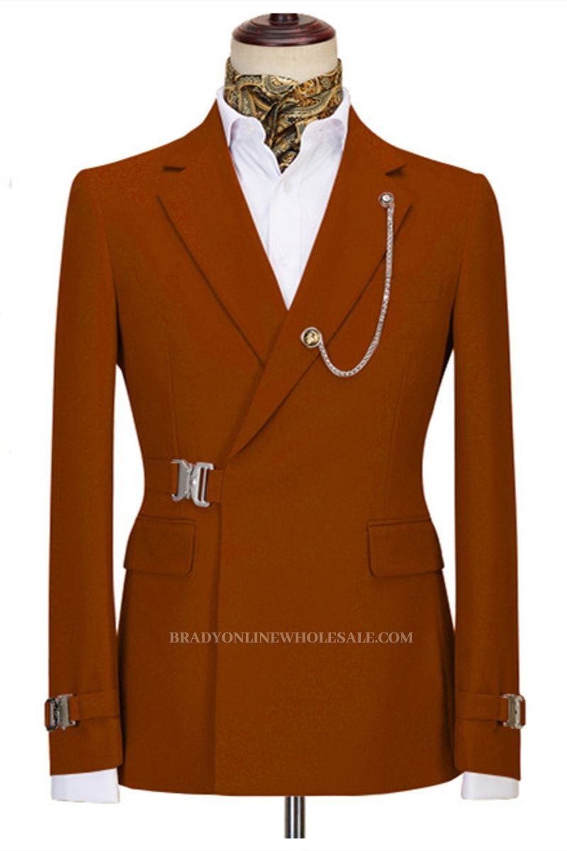 Gavin Newest Orange Two Piece Notched Lapel Business Mens Suit