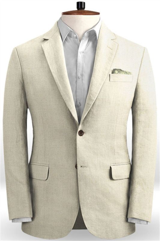Khaki Notched Lapel Wedding Suit |  Slim Fit Casual Two Piece Tuxedo
