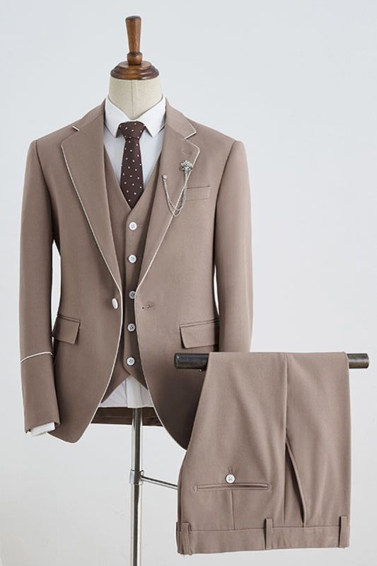 Burnell Hot Khaki 3-Pack Notched Lapel Slim Fit Suit