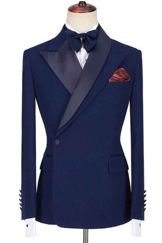 Jamarion Deep Navy Pointed Lapel Stylish Mens Prom Suit