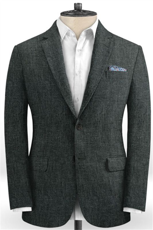 Dark Grey Two Piece Mens Suit | Formal Business Linen Tuxedo Online
