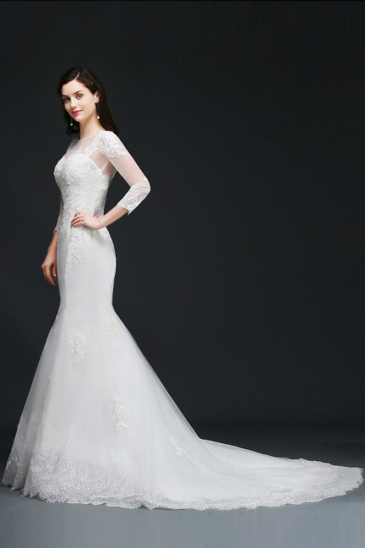 ANA | Mermaid Jewel White Wedding Dress With Lace