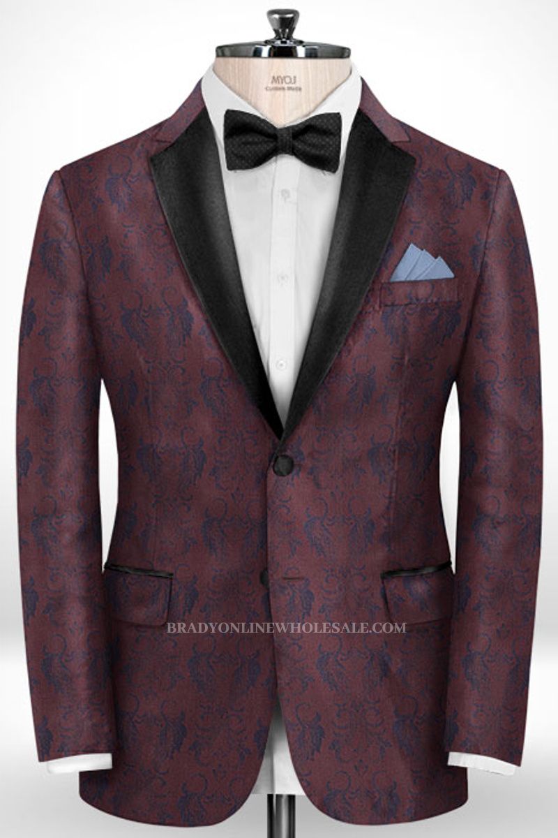 Burgundy Notched Lapel Prom Men Suits Online | Mens Prom Custom Tuxedos