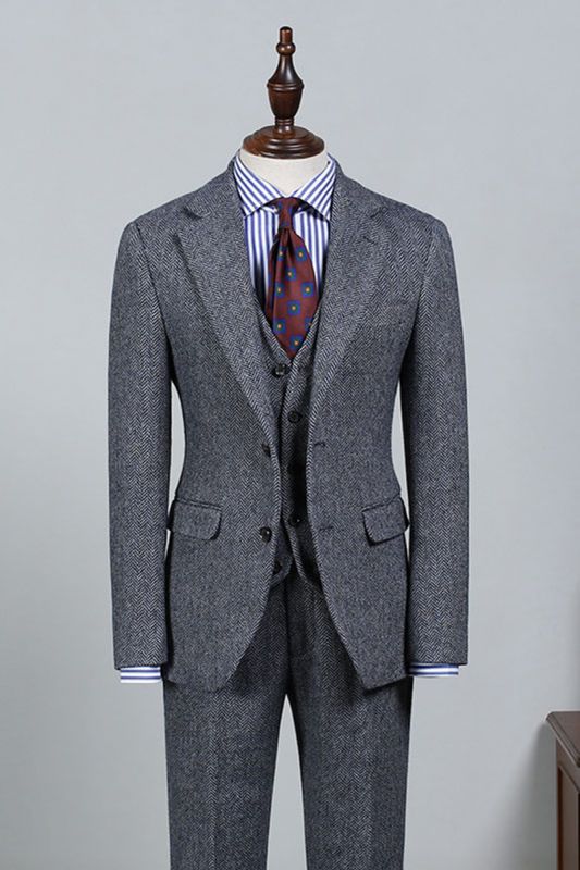 Lambert Formal Dark Grey 3-Pack Notched Lapel Slim Fit Suit