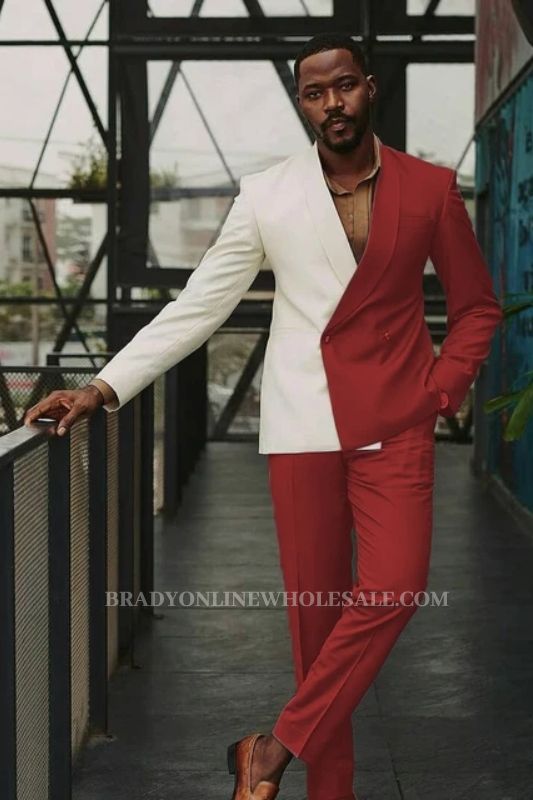 John Fashion  Generous Red Shawl Lapel Double Breasted Prom Suits