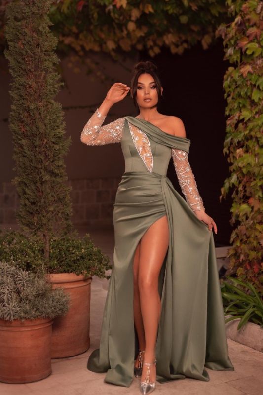 Sexy Evening Dresses Long Olive | Prom dresses cheap