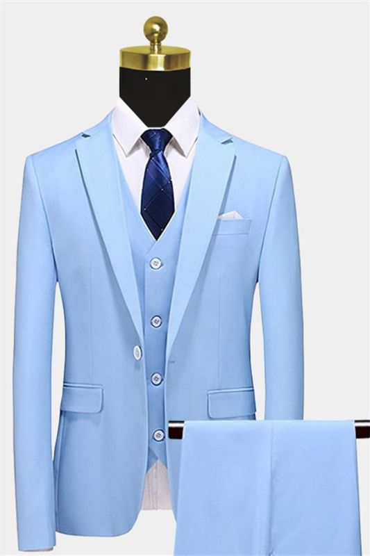 Classic Sky Blue Mens Suits | Three Piece Mens Suits on Sale