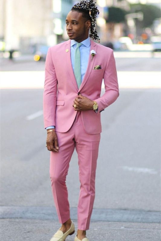 San Diego Fashion Pink Two Piece Mens Notch Lapel Prom Costume