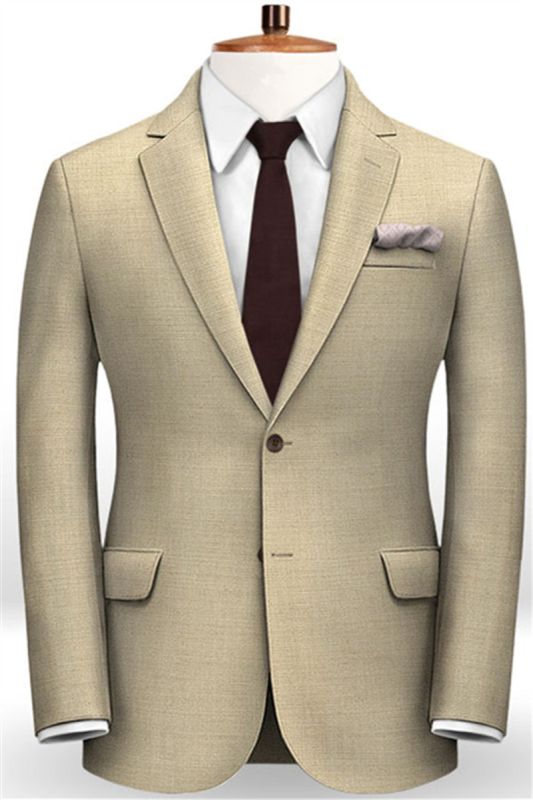 Khaki Wedding Groom Mens Suit | Mens Slim Fit Plaid Tuxedo