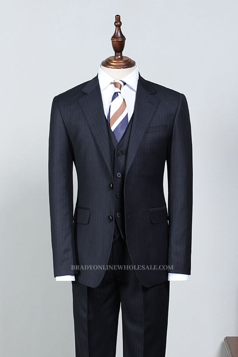 Heyman Hot navy striped slim fit suit