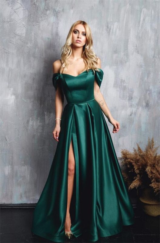 Dark Green Long Prom Dresses Cheap | Simple prom dress
