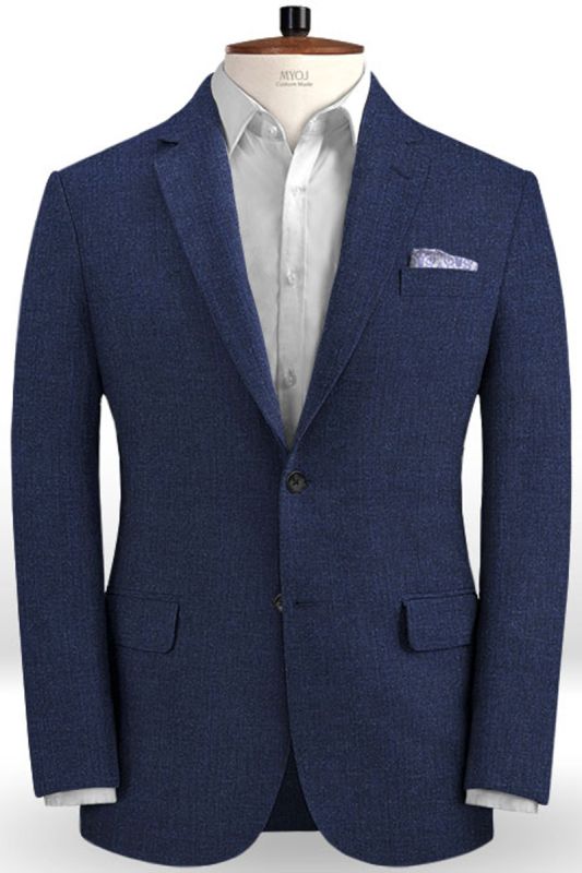 Latest Designs Summer Dark Blue Linen Mens Suit | Cutsom Slim Fit 2 Piece Tuxedo