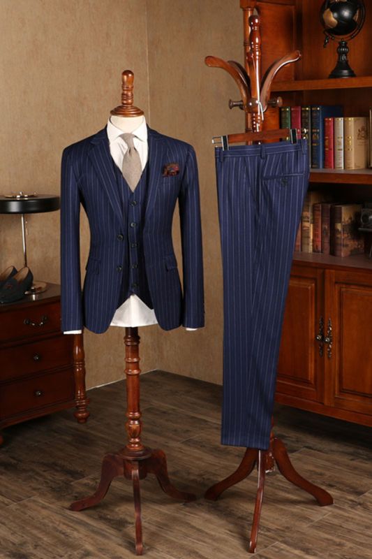 Baird Gorgeous Blue Stripes 3-Pack Slim Fit Mens