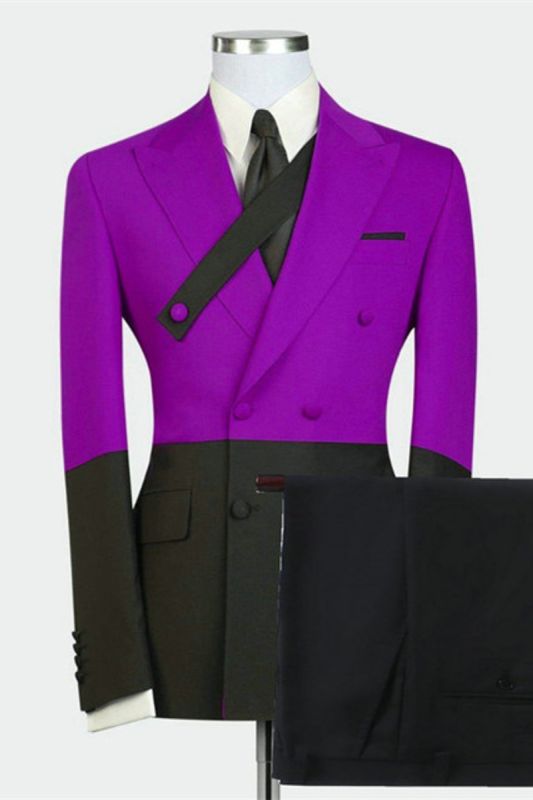 Dominick Newest Purple Double Breasted Point Lapel Mens Suit Online