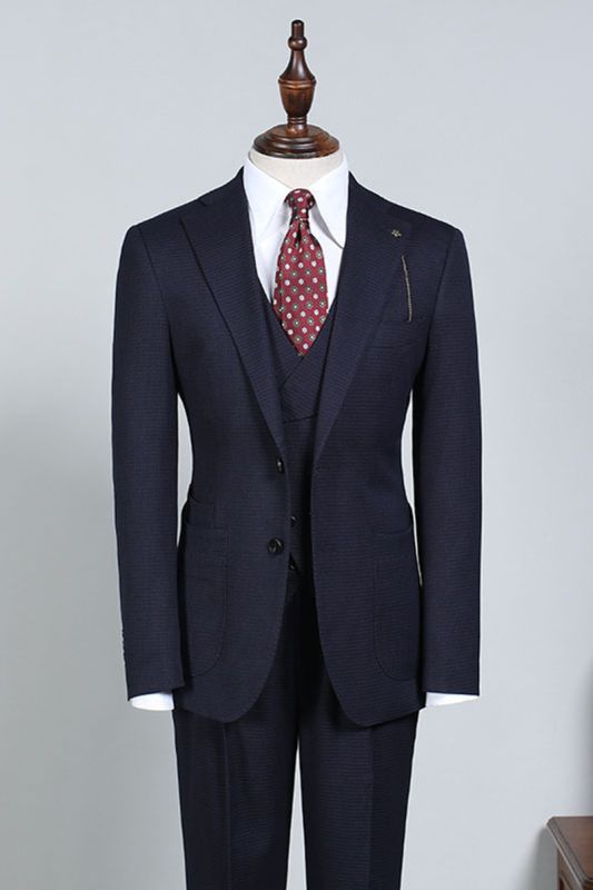 Paddy Regular Navy 3 Piece Slim Fit Custom Business Suit