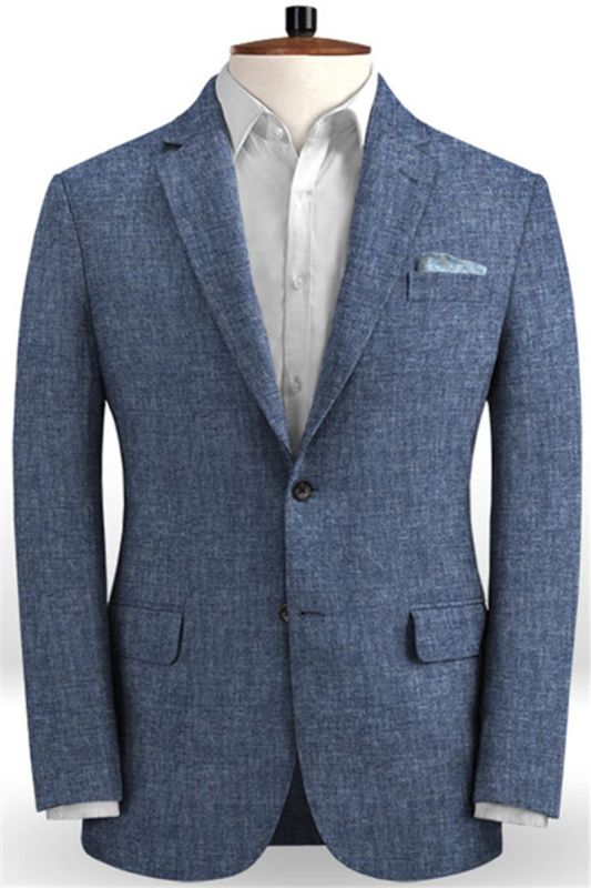 Navy 2 Piece Mens Suit | Stylish Linen Tuxedo with Notched Lapel