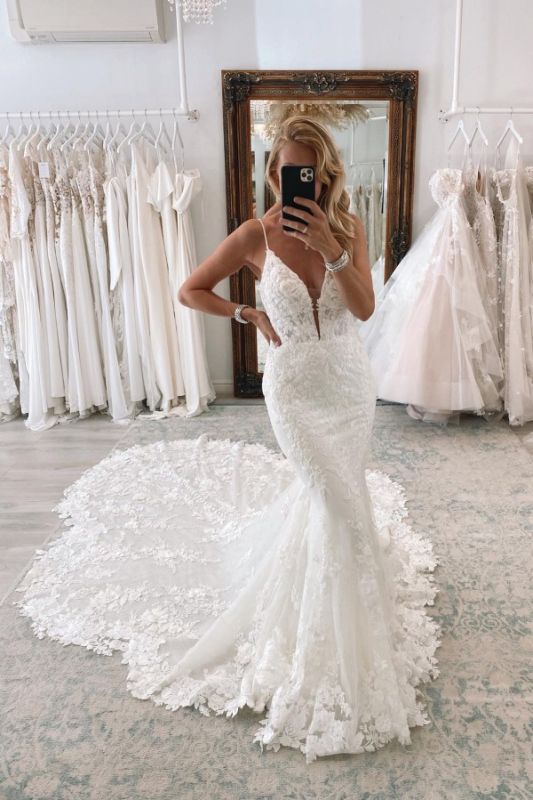 Vintage Wedding Dresses Mermaid Lace | White wedding dresses